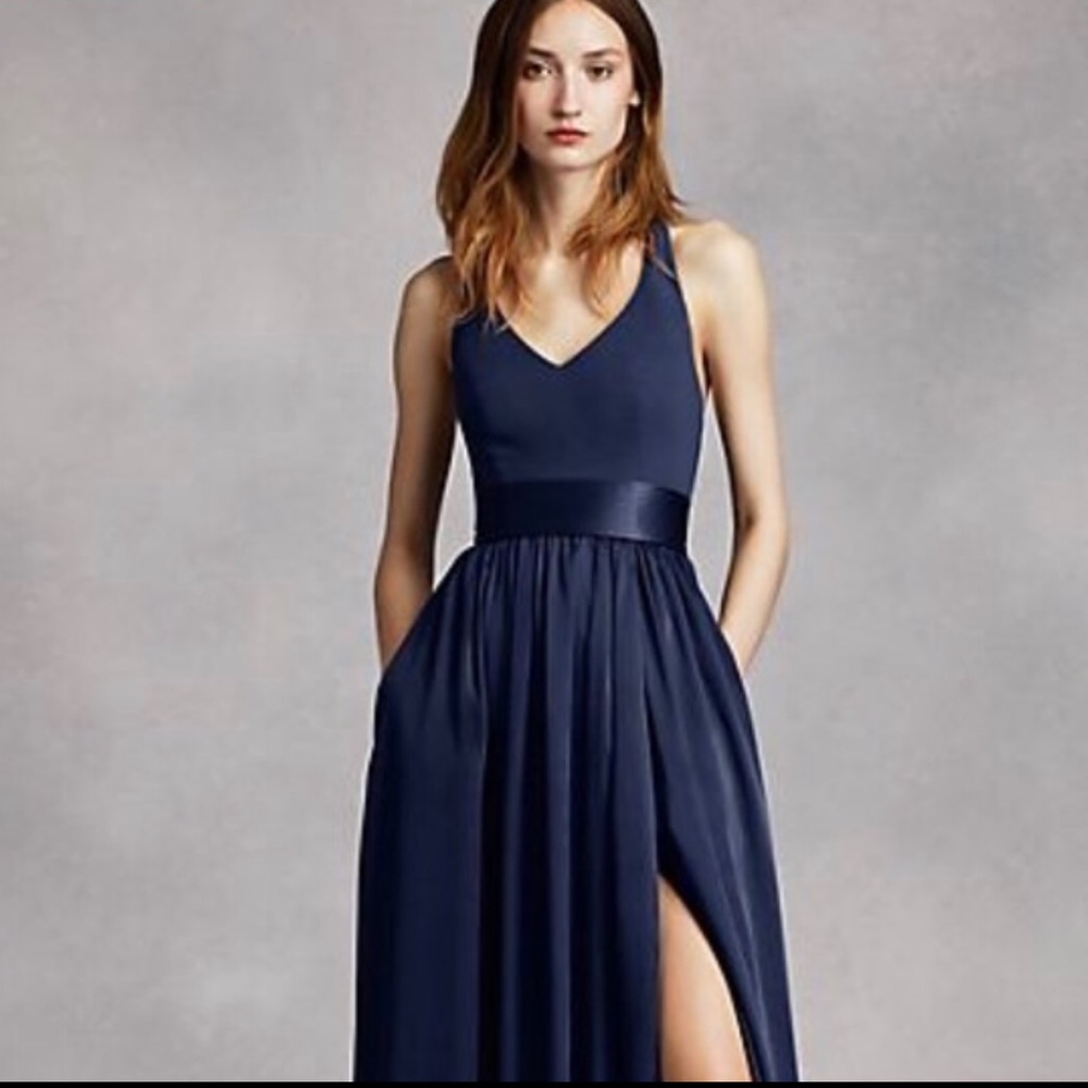 White by Vera wang David’s bridal marine blue gown
